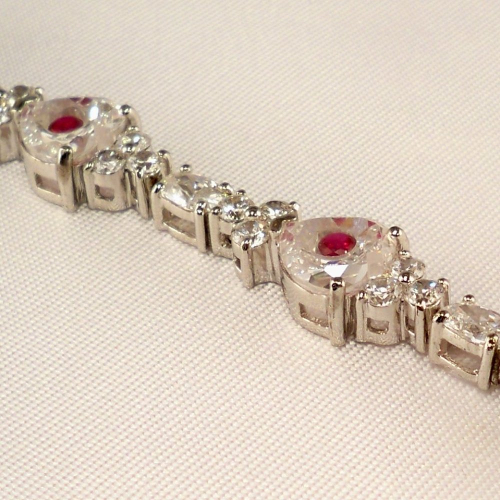 New Ruby Red Stone Floating Heart Cut Cubic Zirco… - image 3